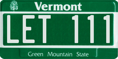 VT license plate LET111