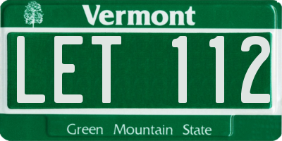 VT license plate LET112