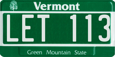 VT license plate LET113