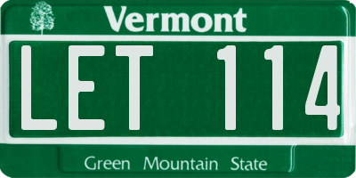 VT license plate LET114
