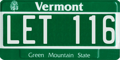 VT license plate LET116