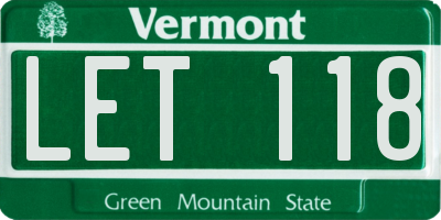VT license plate LET118