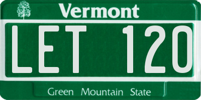 VT license plate LET120