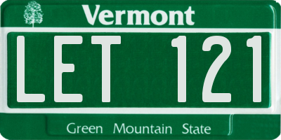 VT license plate LET121