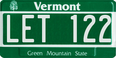 VT license plate LET122