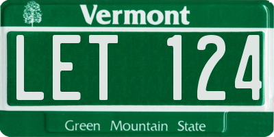 VT license plate LET124