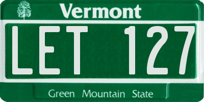 VT license plate LET127