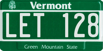 VT license plate LET128