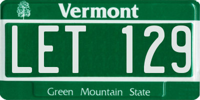 VT license plate LET129
