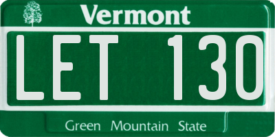 VT license plate LET130