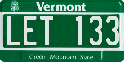 VT license plate LET133