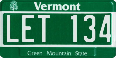 VT license plate LET134