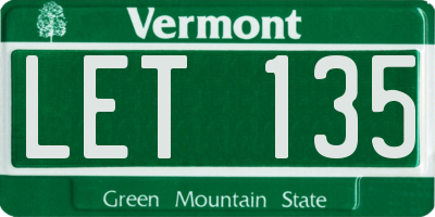 VT license plate LET135