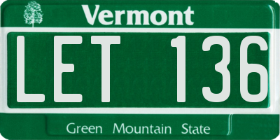 VT license plate LET136