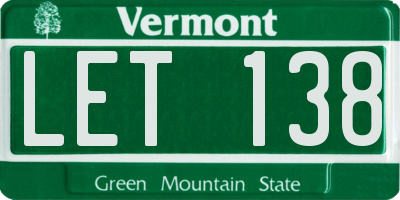 VT license plate LET138