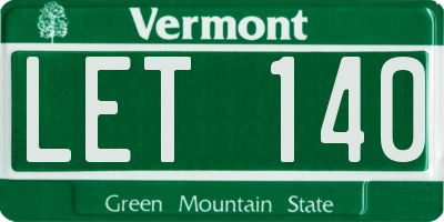 VT license plate LET140
