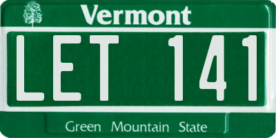 VT license plate LET141