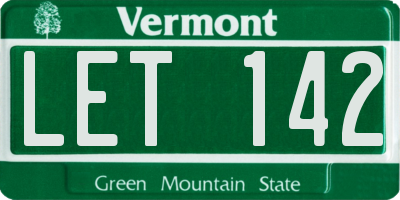 VT license plate LET142