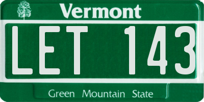 VT license plate LET143
