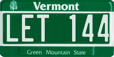 VT license plate LET144