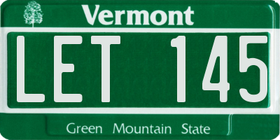 VT license plate LET145