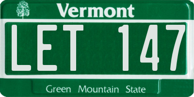VT license plate LET147