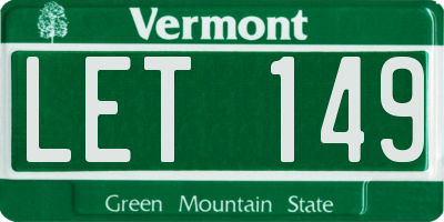 VT license plate LET149