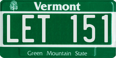 VT license plate LET151