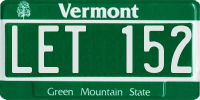 VT license plate LET152