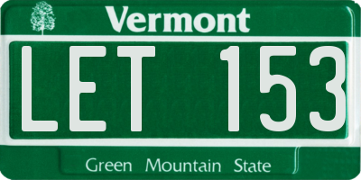 VT license plate LET153