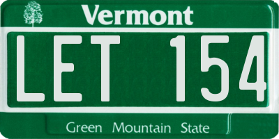 VT license plate LET154