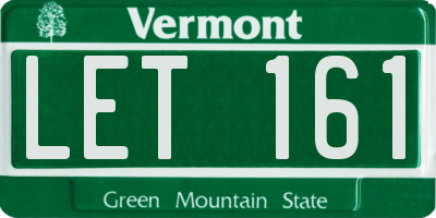 VT license plate LET161