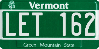 VT license plate LET162