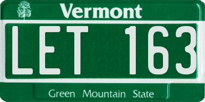 VT license plate LET163