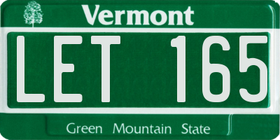 VT license plate LET165