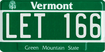 VT license plate LET166