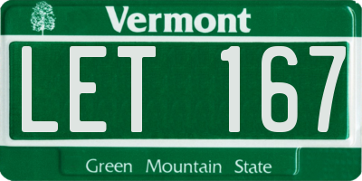 VT license plate LET167