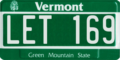 VT license plate LET169