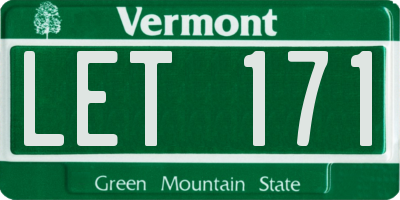 VT license plate LET171