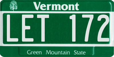 VT license plate LET172