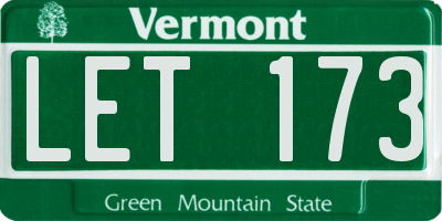 VT license plate LET173