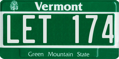 VT license plate LET174