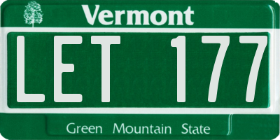 VT license plate LET177