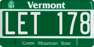 VT license plate LET178