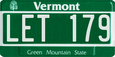 VT license plate LET179