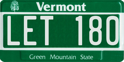 VT license plate LET180