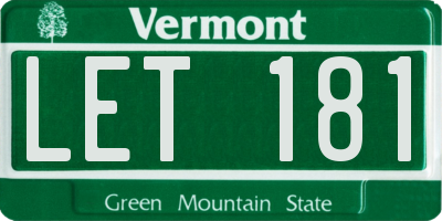 VT license plate LET181