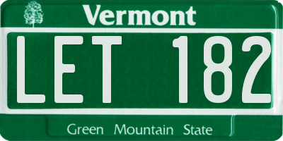 VT license plate LET182