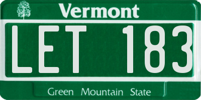 VT license plate LET183
