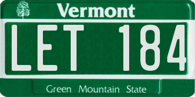 VT license plate LET184